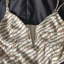 Brown and White zebra print corset party top