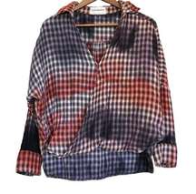 style stalker Women's Top Size 4 Wrap Plaid Faded Dye Distressed Boho Festival