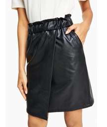 Bar lll Asymmetrical Paper Bag Faux Leather Skirt XL