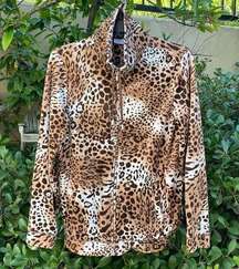 Chico’s Animal Print Zip Up Velour Jacket/Sweatshirt Small/Medium (1) EUC!