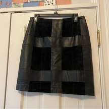 Vintage Leather Patchwork Black Alfani Skirt