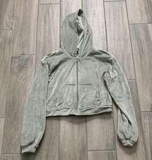 Dynamite velour green zip up hoodie