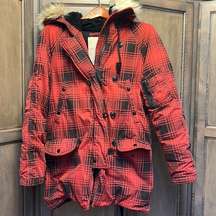 Denim & Supply Ralph Lauren red and black black hooded coat