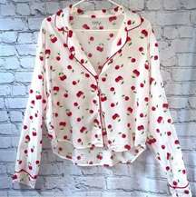 PINK by Victoria’s Secret White with Cherries Print Pajama Top Size Large