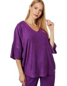 N Natori Terry Lounge Top Women's  Short Sleeved Purple Size XL