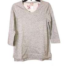 Chico’s V Neck 3/4 Sleeve Sweatshirt Heather Grey 0