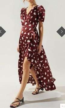 Sugar lips Sabine Abstract Dot Abelia true Wrap maxi Dress size medium