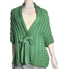 Blarney Woolen Mills One Size Green Chunky Merino Wool Wrap Sweater Poncho