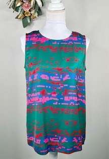 CO + CO by Coco Rocha Cornelia Top Green Pink Red Sleeveless Top Size 6