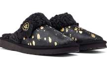 Jackie Indoor Outdoor Square Toe Black & Gold Slippers