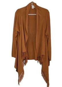 ColdWater Creek Brown/Tan Open-front Fringe
Cardigan(Size Medium)