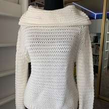 Finders White Crochet Turtleneck Sweater