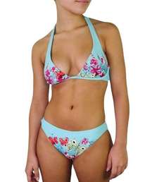 Gossip Y2k Turquoise Blue Floral Butterly Bikini Small