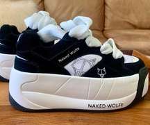 NEW NAKED WOLFE Snatch Black & White Skater Sneakers