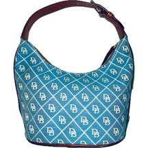 NWOT Dooney & Bourke Siganture Monogram DB Logo Bucket Hobo Bag, Blue