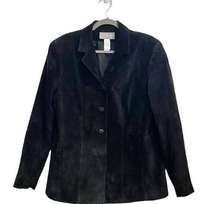 Liz Claiborne Black Suede Leather Vintage Jacket Sz L