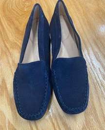 Geox Respira Flat Women's Size 39 Blue Suede Italian Patent Slip On Loafers S20