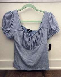 BNWT By & By Blue Short Sleeve Scrunched Top SIZE M