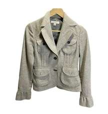 Banana Republic Womens Wool Jacket Oatmeal Gray Herringbone Coat S Pockets