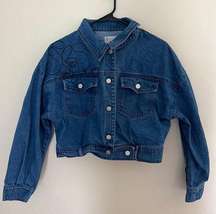 L’Atiste Abstract Face Cropped Denim Jacket