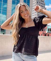 Black Puff Sleeve Top