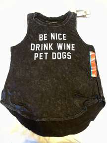 Large “Be Nice Drink Wine Pet Dogs” Graphic Tank Top 