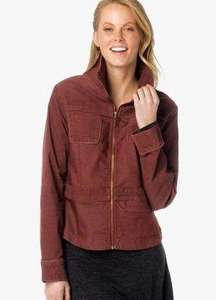 PrAna Women's Nadine Vino Burgundy Corduroy Zip Front Denim Jacket Sz S