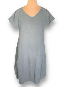 Oh My Gauze Dress Gray Vneck Short Sleeve Textured Cotton Summer Essential