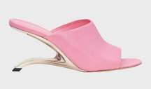 Alexander McQueen Pink Arc Calfskin Wedge Mules Women’s 38.5 US 8