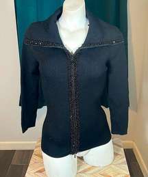 D&Y silk beaded cardigan Sz M