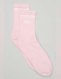 NWT Unisex Half-Crew Throwback Sock - Powder Pink/White Size Large