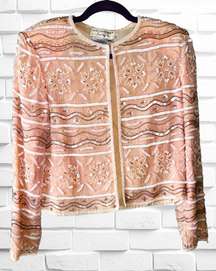 Vintage Papéll Boutique Evening Women’s Size 6P Beaded 100% Silk Jacket • EUC