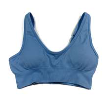 Bo+Tee Baby Blue Ribbed Lightly Padded Athleisure Sports Bra NWT New XS Gym