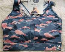 Dare2b Low Impact Intensity Sports Size L Pink Gray Camo Sports Bra New