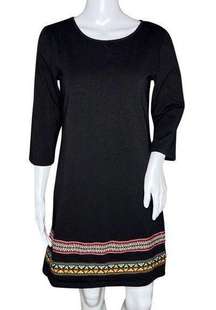 Thanth Dress Womens Small Black Multi Band Trim Casual Office Neutral Minimalist