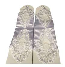 White Satin And Lace Fingerless Gloves