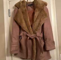 For Love and Lemons Faux Fur Camel Wool Blend Ella Coat