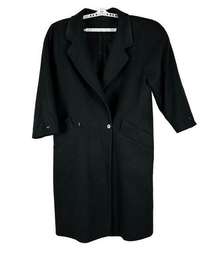 London Fog Women's Tempe Europa 100% Pure Wool Coat Size 12 Petite Black