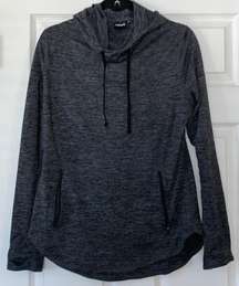 Mono B Boutique Grey Hooded Athletic Pull Over Sweater 