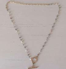 NWOT  gold toned beaded chain and toggle necklace