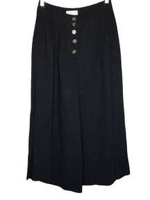 Linen Lux Pants Womens Medium Black Wide Leg Linen Blend Cropped Lagenlook Boho