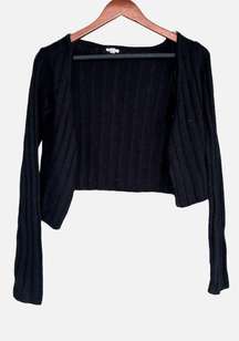 Smooth Cotton Rib Cardigan Black in Size XSmall 🌹