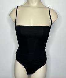 Naked Wardrobe Womens Size XS Got the Scoop Bodysuit Black Thong Adjustable NWOT