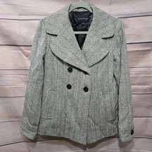 Black Herringbone Metallic Wool Blend Women's Coat Size Medium