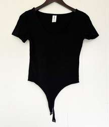 ABOUND Black Short Sleeve Organic Cotton Blend Bodysuit Medium