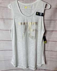 Xersion Women's White Sleeveless with Gold Details Athletic Workout Tank Sz M