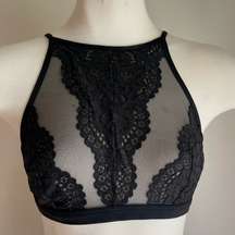 New Victoria secret black lace bralette size medium body high neck black