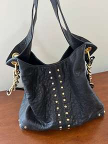 Black Leather Gold Accent Purse