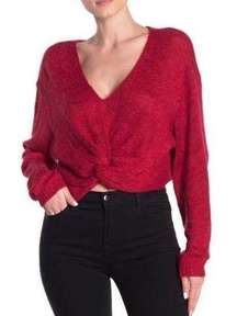BCBG Sweater Twist Front Cropped V-Neck Size M New with Tag