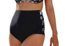 Swimsuits For All Womens Swim Brief Bottom Sz 16 Black Diamond Print High Waist